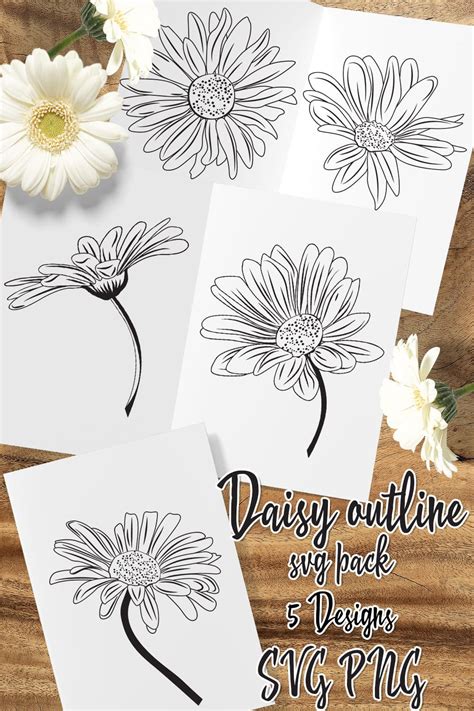 daisy outline svt pack with 5 designs