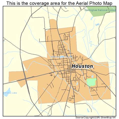 Aerial Photography Map of Houston, MS Mississippi