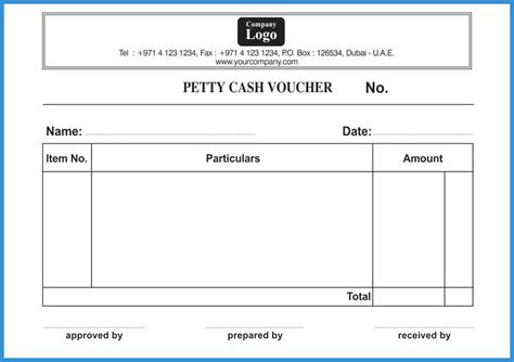 PETTY CASH VOUCHERS Printing Dubai - Color Track Printing Center