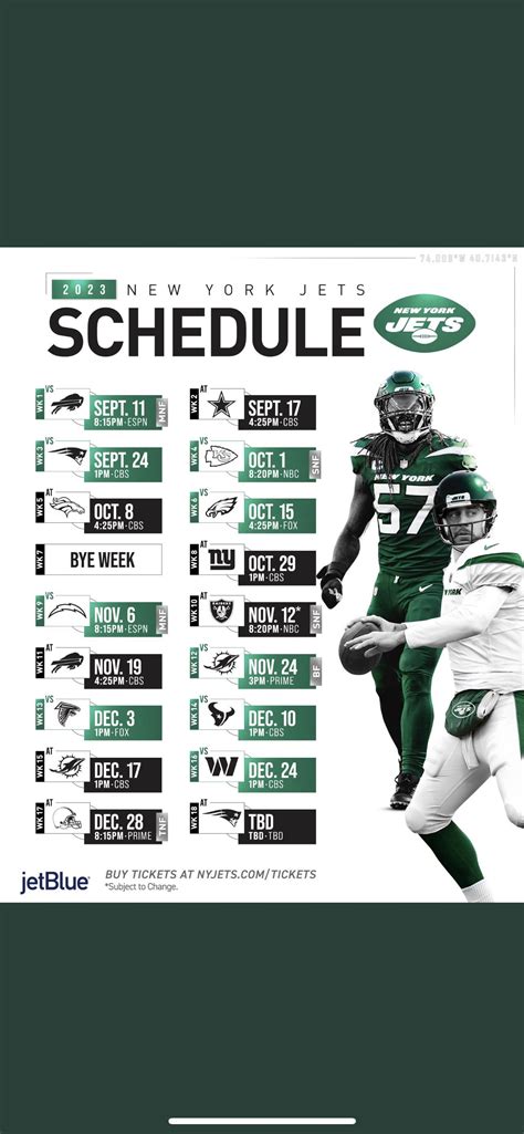 New York Jets 2023 2024 Printable Schedule