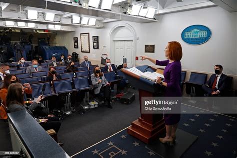 White House Press Secretary Jen Psaki calls on reporters in the Brady ...