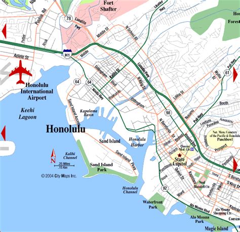 Urban Honolulu Map Tourist Attractions - TravelsFinders.Com