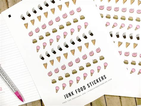 five sixteenths blog: Free Sticker Friday // Junk Food Stickers