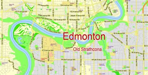 Edmonton PDF Map Printable Vector, 2 km scale Street Map editable City ...