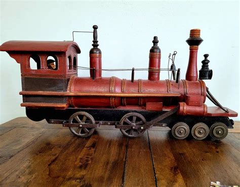 Vintage Wood and Metal Steam Locomotive Toy With Conductor - Etsy