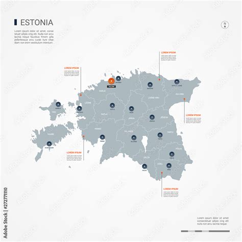 Estonia map with borders, cities, capital and administrative divisions ...