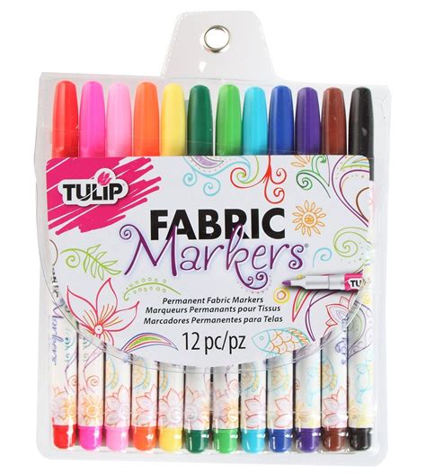 12 Fabric Markers Tulip Fine Tip 12 Colored Fabric Paint