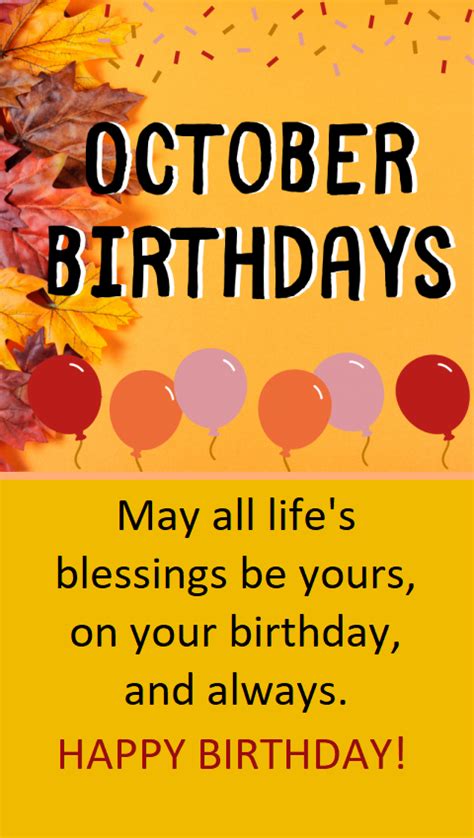 October Birthdays! May All Life's Blessings Be Yours On Your Birthday, And Always. Happy ...