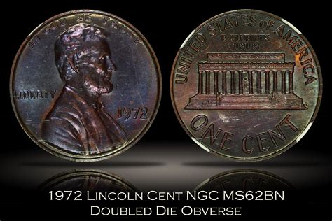 Michael Kittle Rare Coins - 1972 Doubled Die Obverse Lincoln Cent NGC MS62BN