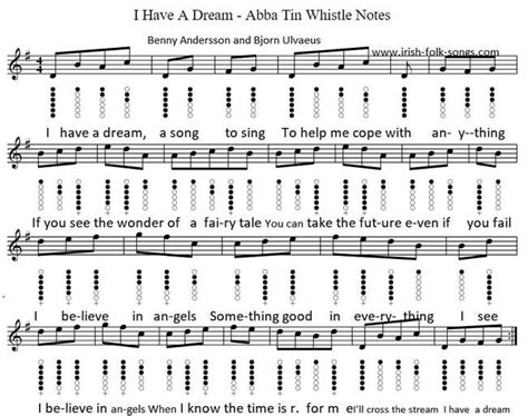 I Have A Dream | Tin Whistle Notes | Abba Song - Irish folk songs