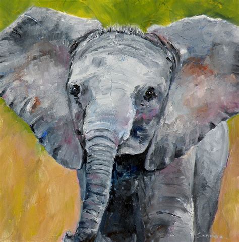 ART FOR LIFE: "Baby Elephant" original oil elephant portrait © Saundra Lane Galloway