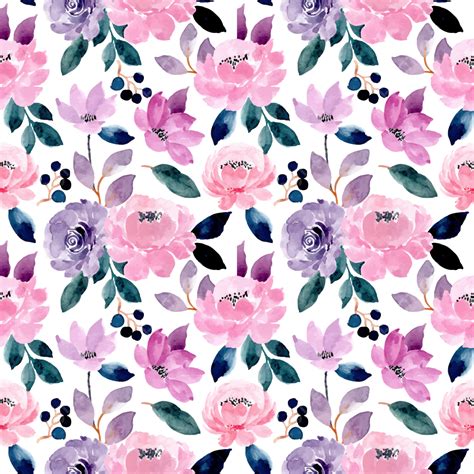 Pink Purple Seamless Pattern With Floral Watercolor Background, Wallpaper, Pattern, Floral ...