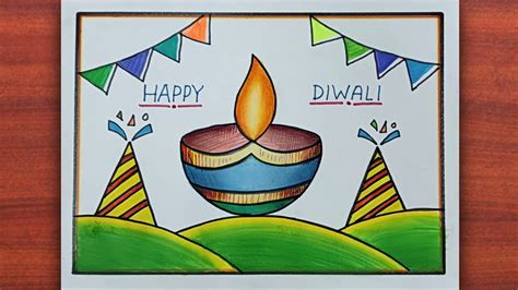 Diwali Drawing || Diwali Poster drawing for School || Happy Diwali drawing easy Lavi Arts - YouTube