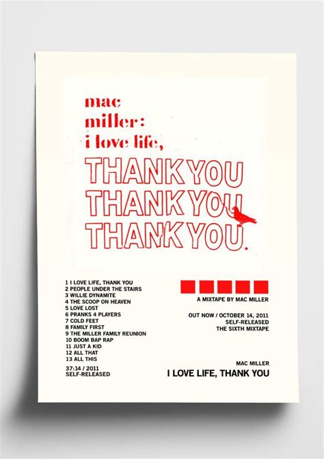 Mac Miller 'I Love Life, Thank You' Album Art Tracklist Poster | Love ...