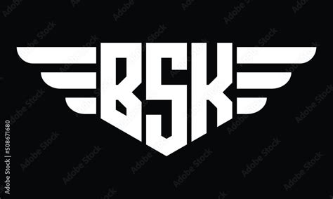 BSK three letter logo, creative wings shape logo design vector template. letter mark, wordmark ...