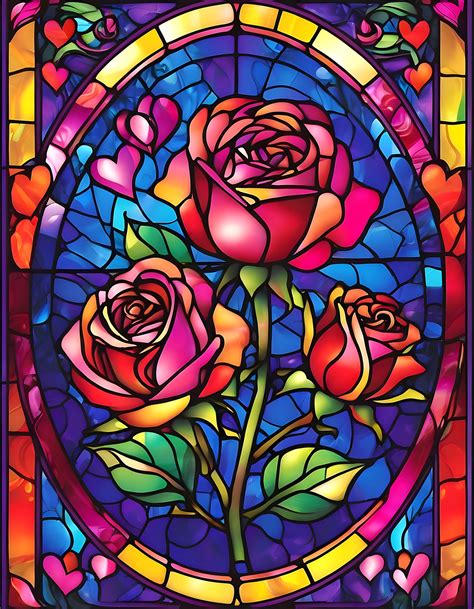 Flowers Roses Tiffany Mosaic Art Free Stock Photo - Public Domain Pictures