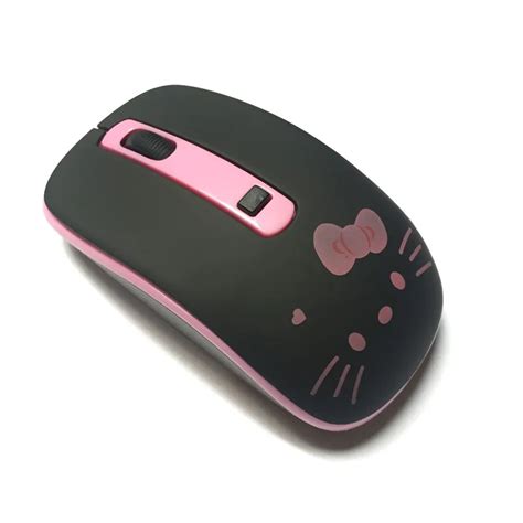 Cute Black Hello Kitty Silent Wireless Mouse Cute KT Computer Mice 2.4GHz 1200DPI Optical Gaming ...