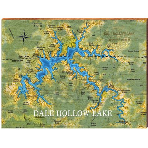 Dale Hollow Lake Map Sign Wall Art Print on Real Wood - Etsy