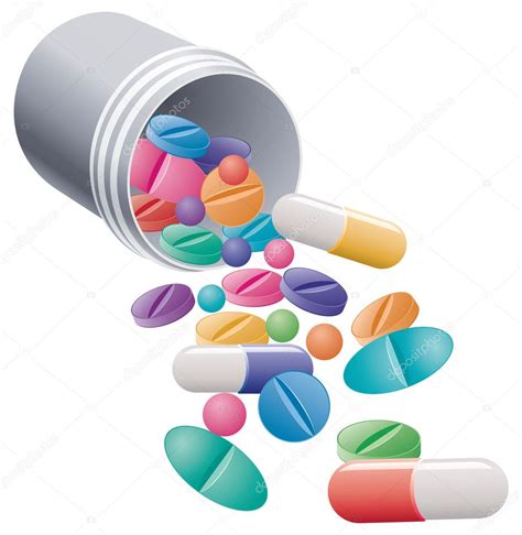 Vector pills and capsules in a medical container — Stock Vector ...