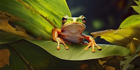 Dumpy Frog On Leaves, Frog, Amphibian, Reptile. Generative AI 29605225 Stock Photo at Vecteezy