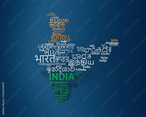 Cloud text of "India" written in 56 Languages (International and ...