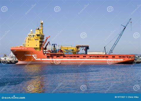 Supply ship stock image. Image of orange, supply, yacht - 977357