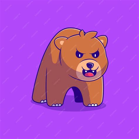 Premium Vector | Cute angry grizzly bear illustration suitable for mascot sticker and tshirt design