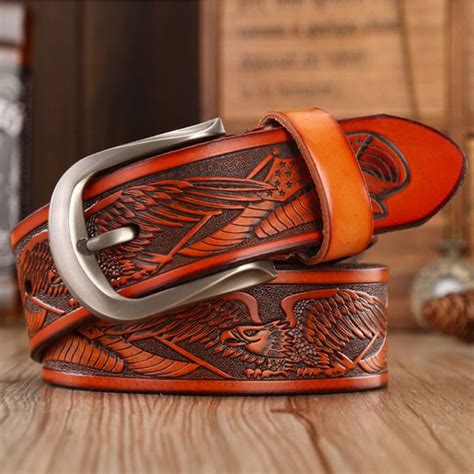 Handcrafted Eagle Engrave Leather Belts for men sale at 32.21 - wanahavit