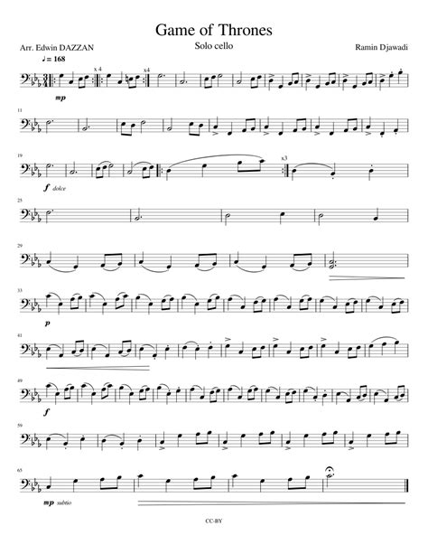 Game of Thrones ( Solo Cello) Sheet music for Cello (Solo) | Musescore.com