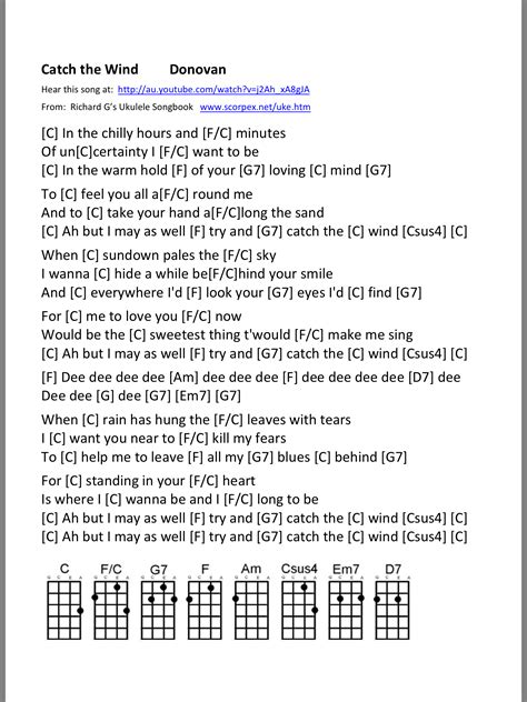 Catch the Wind | Lyrics and chords, Ukulele songs, Music guitar