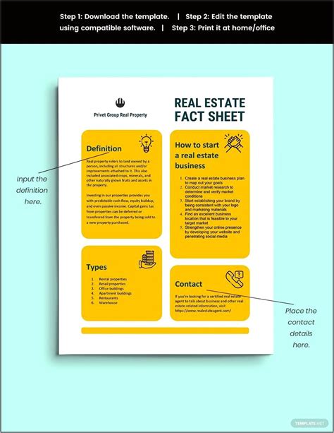 Real Estate Fact Sheet Template Free - Resume Example Gallery