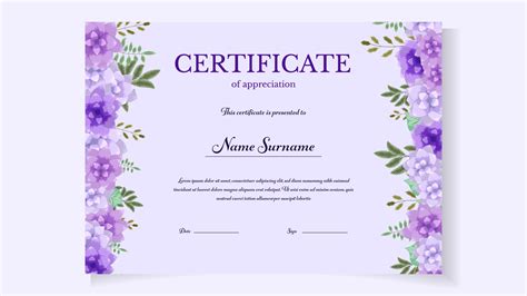 modelo de certificado de flor floral para diploma de graduação de realizações 3110724 Vetor no ...