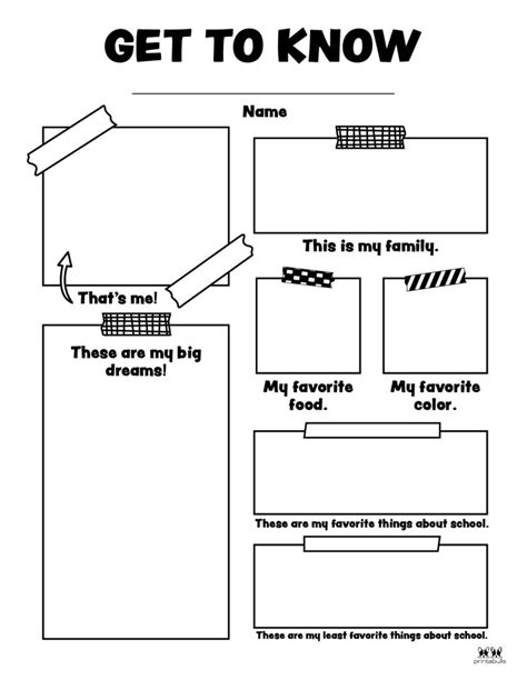 All About Me Worksheets Printable