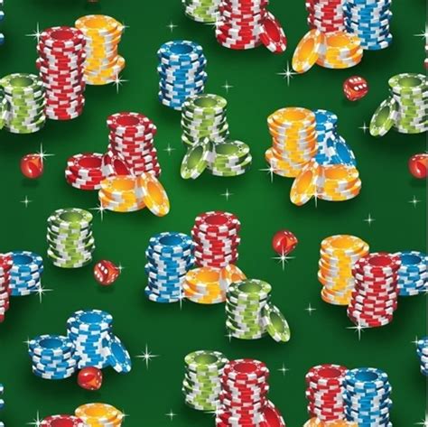 Cotton Fabric - Novelty Fabric - Casino Fun Poker Chip Stacks and Dice ...