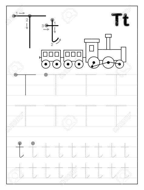 Letter T Tracing Worksheet - TracingLettersWorksheets.com