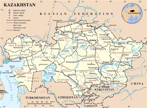 Kazakhstan political map - Ontheworldmap.com