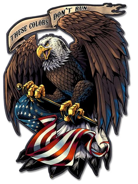 Eagle Holding Flag Metal Sign 17 x 12 Inches