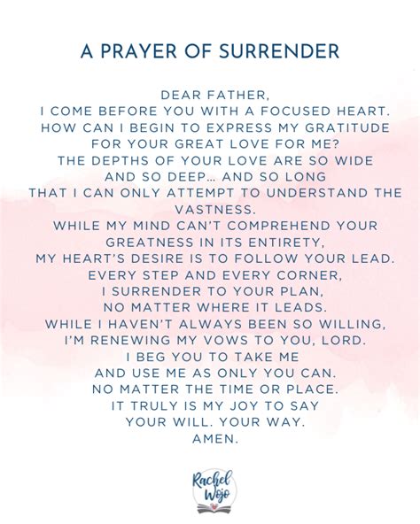 A Prayer of Surrender to God - Rachel Wojo