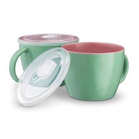 Reusable Ceramic Soup Cups Containers with Vented Lids- Set of 2 – kook