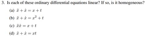 Solved 3. Is each of these ordinary differential equations | Chegg.com