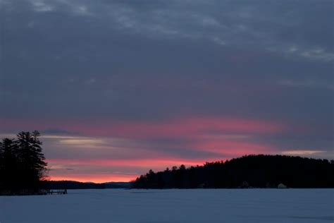 Free picture: winter sunset, dawn, lake, ice, winter, sunset, clouds, trees