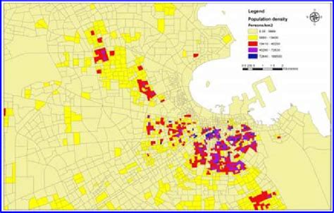 Population density map of part of Doha, extracted from Qatar population ...