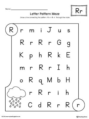 Letter R Pattern Maze Worksheet | MyTeachingStation.com