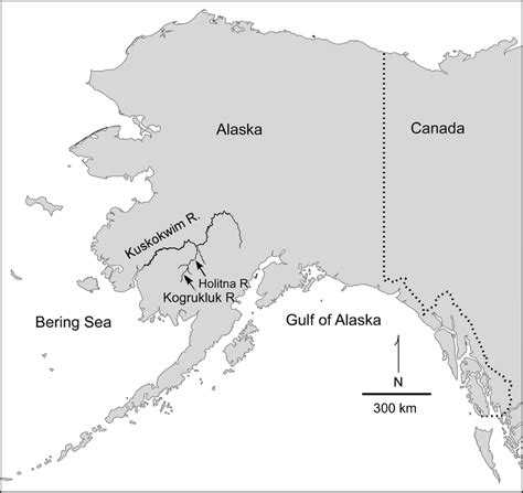 Map of Alaska showing location of counting weir on the Kogrukluk River ...