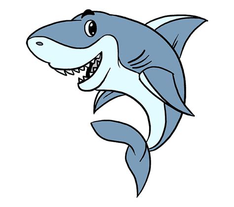 How to draw a cartoon shark easy step by drawing guides png - Cliparting.com
