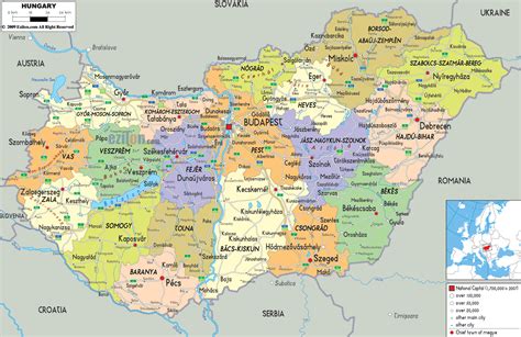 Detailed Political Map of Hungary - Ezilon Map