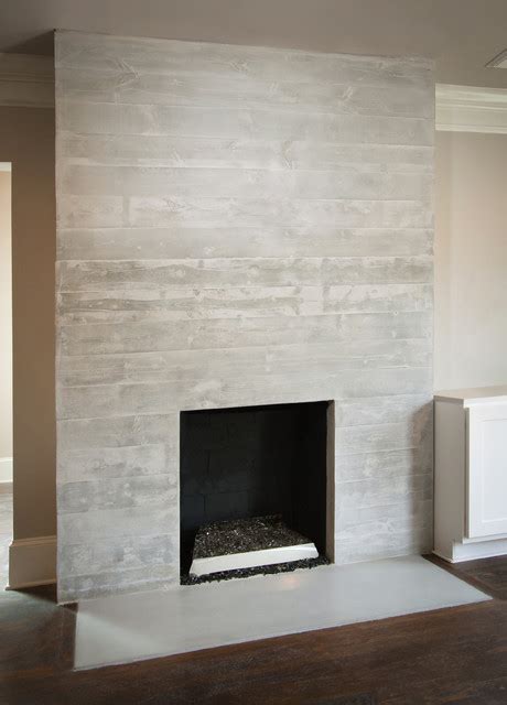 Concrete Board-Formed Fireplace Surround - Modern - Living Room - atlanta - by Turning Stone Design