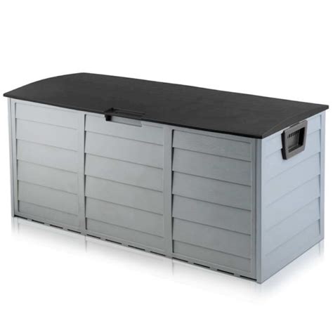 Black Outdoor Storage Box - 290L Large Capacity - Waterproof & Lockable ...