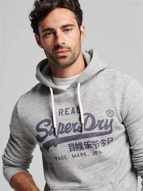 Superdry Vintage Logo Hoodie, Athletic Grey Marl