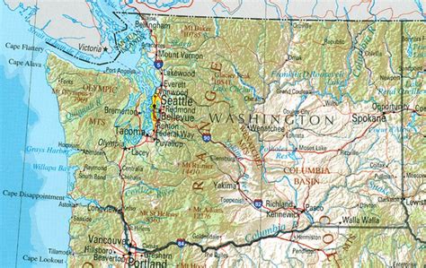 Physical Map Of Washington State - Printable Map